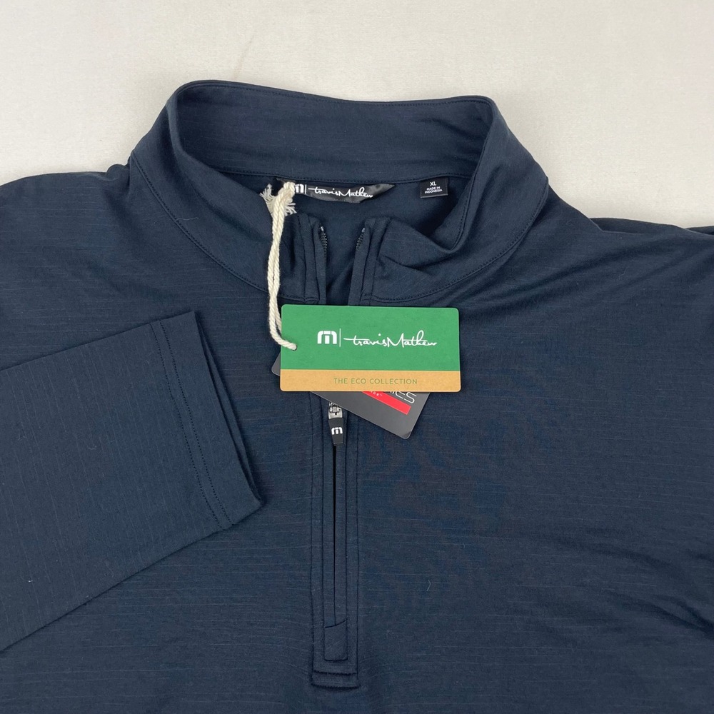 TravisMathew Men XL Eco Collection Quarter Zip Pullover Navy Blue Dayton Freight
